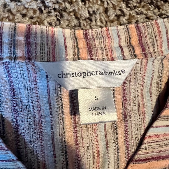 Christopher & Banks Striped Tunic Shirt Women's Size S V-Neck 3/4 Sleeve - Picture 3 of 8